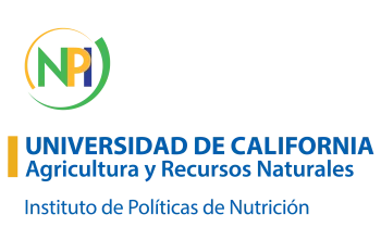 Logo de NPI que lee “Universidad de California Agricultura y Recursos Naturales” y a continuación “Instituto de Políticas de Nutrición”